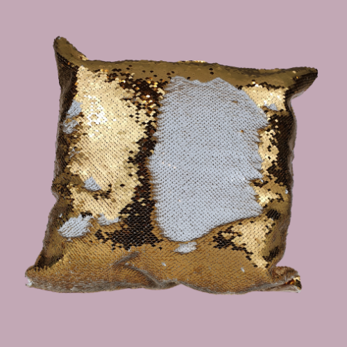 Gold square sequin cushion