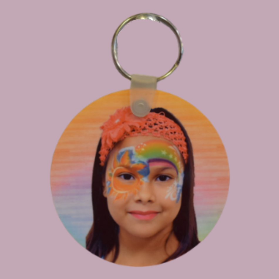 Round plastic keychain deals